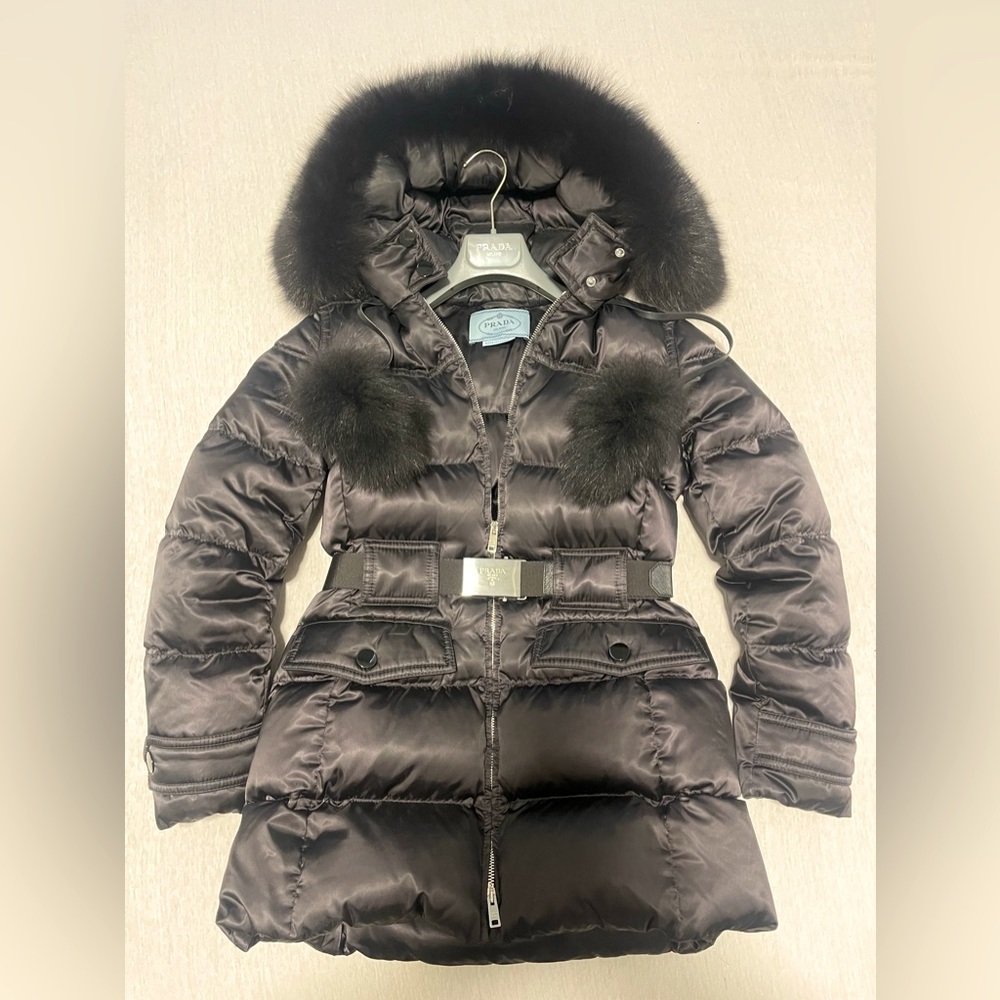 Prada Down Parka Jacket 
Size 38 - Fits like XS
Fox Fur / Down & Feathers
